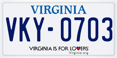 VA license plate VKY0703