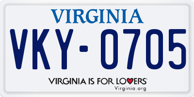 VA license plate VKY0705
