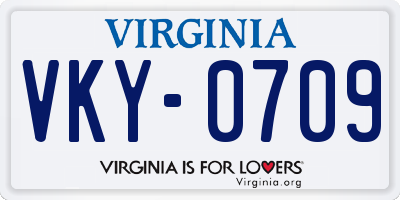 VA license plate VKY0709