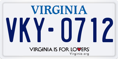 VA license plate VKY0712