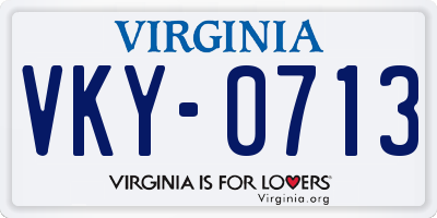 VA license plate VKY0713