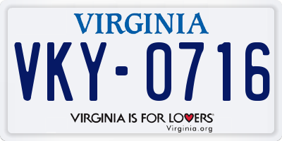 VA license plate VKY0716