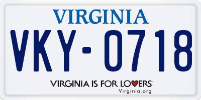 VA license plate VKY0718