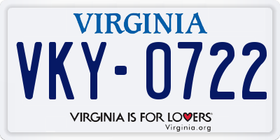 VA license plate VKY0722