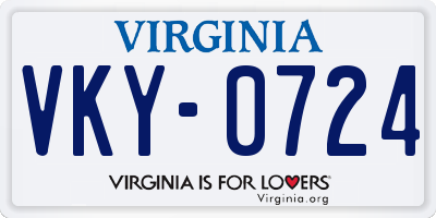 VA license plate VKY0724