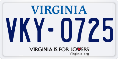 VA license plate VKY0725