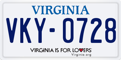 VA license plate VKY0728