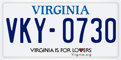 VA license plate VKY0730