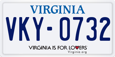 VA license plate VKY0732