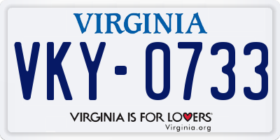 VA license plate VKY0733