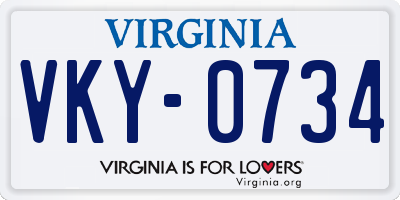 VA license plate VKY0734