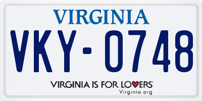 VA license plate VKY0748