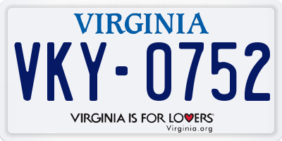 VA license plate VKY0752