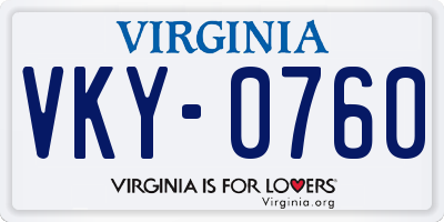 VA license plate VKY0760