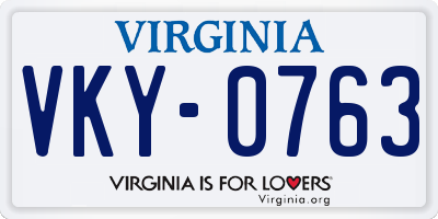 VA license plate VKY0763