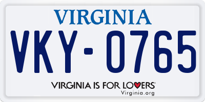 VA license plate VKY0765