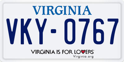 VA license plate VKY0767