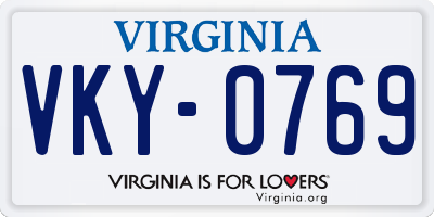 VA license plate VKY0769