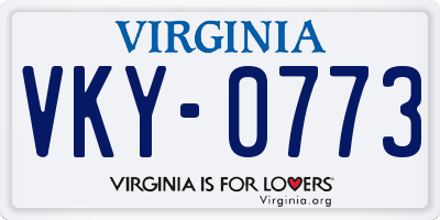 VA license plate VKY0773