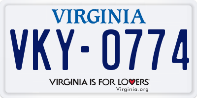 VA license plate VKY0774
