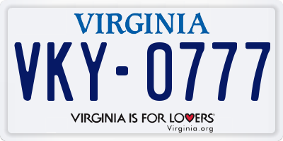 VA license plate VKY0777