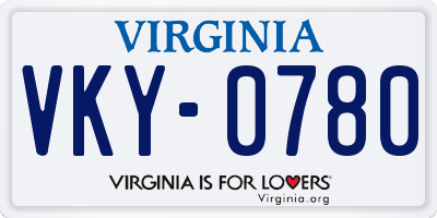 VA license plate VKY0780