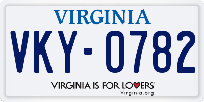 VA license plate VKY0782