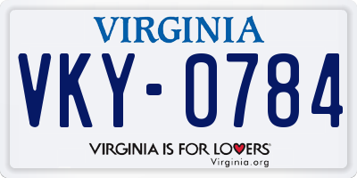 VA license plate VKY0784