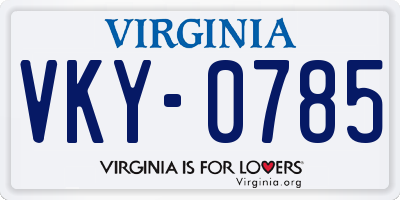 VA license plate VKY0785