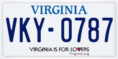 VA license plate VKY0787