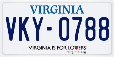 VA license plate VKY0788