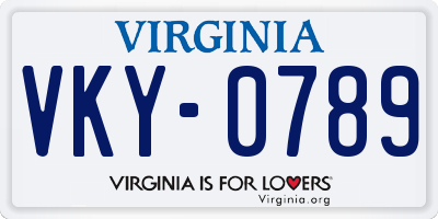 VA license plate VKY0789