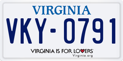 VA license plate VKY0791
