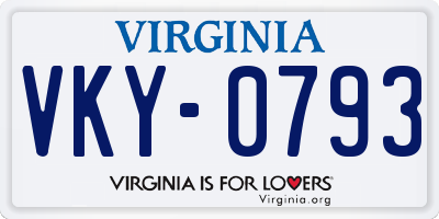 VA license plate VKY0793