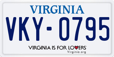 VA license plate VKY0795