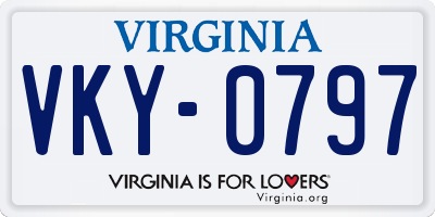 VA license plate VKY0797