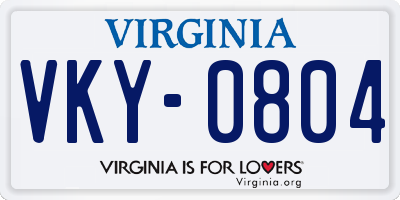 VA license plate VKY0804
