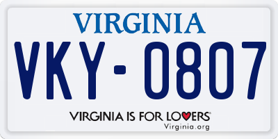 VA license plate VKY0807