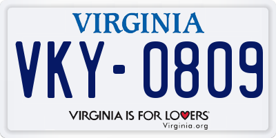 VA license plate VKY0809