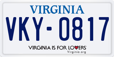 VA license plate VKY0817