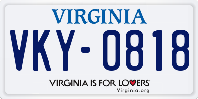 VA license plate VKY0818