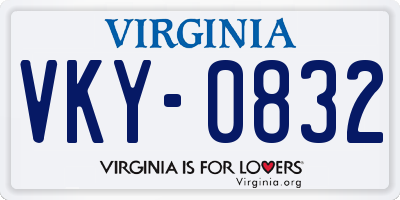 VA license plate VKY0832