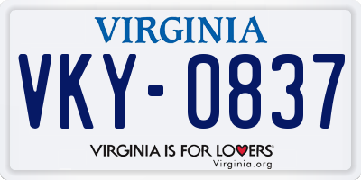 VA license plate VKY0837