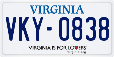 VA license plate VKY0838