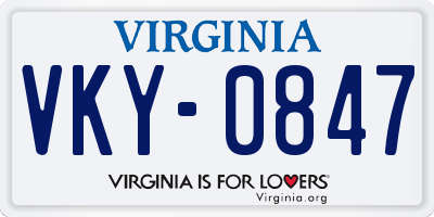VA license plate VKY0847