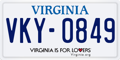 VA license plate VKY0849