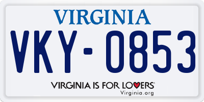 VA license plate VKY0853