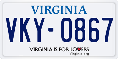 VA license plate VKY0867