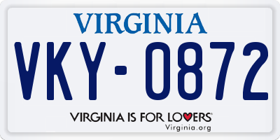 VA license plate VKY0872