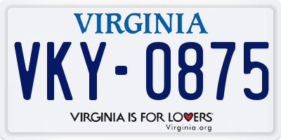 VA license plate VKY0875